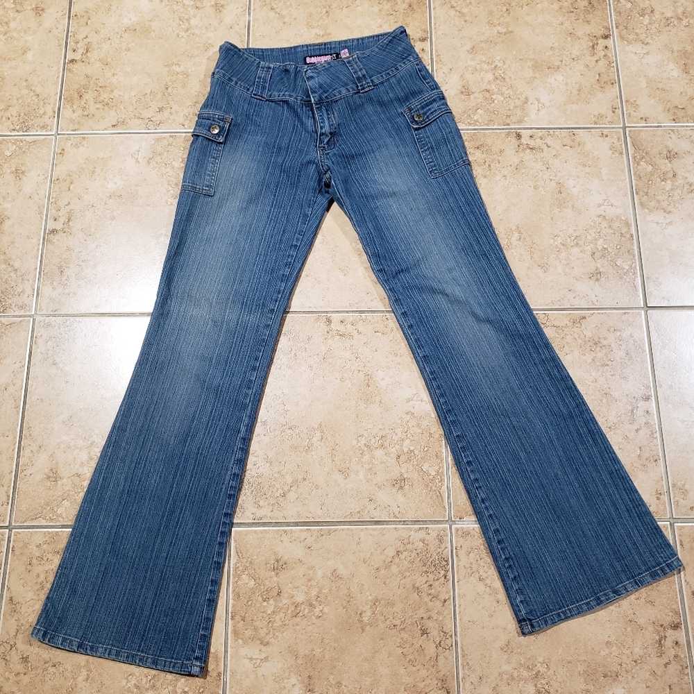Vintage Bubblegum Women's Blue Jeans Mid Rise Boot Cut/flared Denim